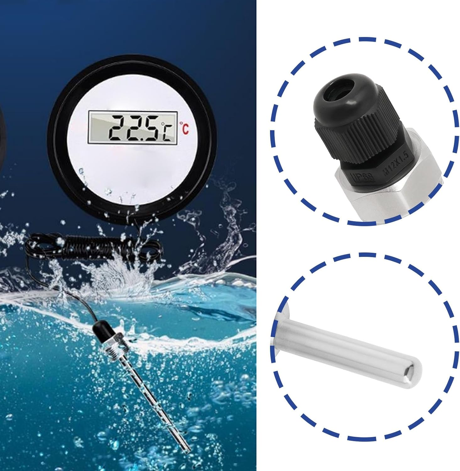 OTOTEC 2Pcs Immersion Sleeve Pocket Thermowell G1/2" 304 Stainless Steel Temperature Sensor Immersion Sleeve Pocket Tool for Temperature Sensor 6Mm Heater(8X50Mm)