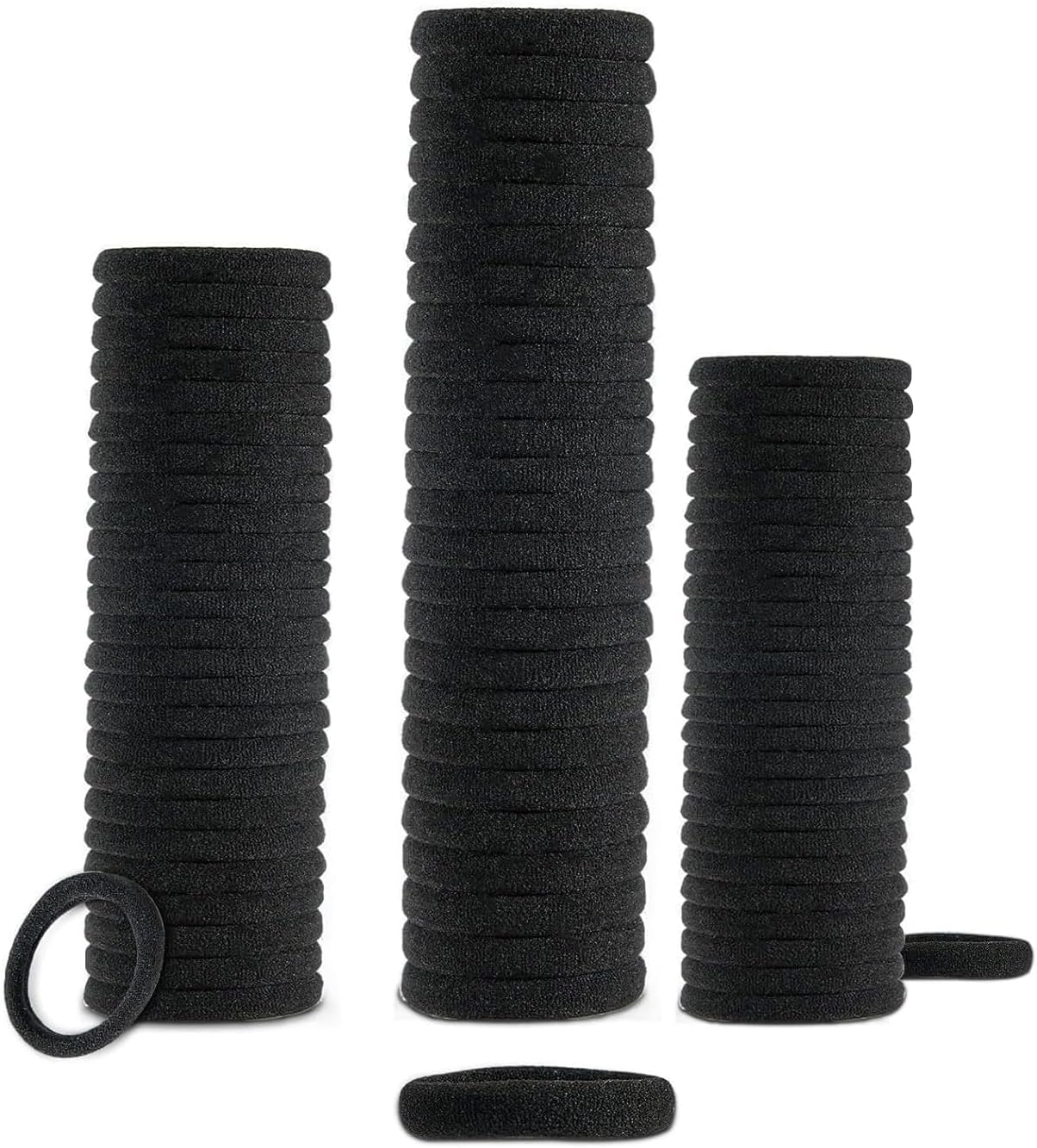 Pack of 50 Hair Bobbles Black, Strong, Seamless Cotton Hair Bobbles for Women, Men and Children, Versatile Hair Accessories image number 4