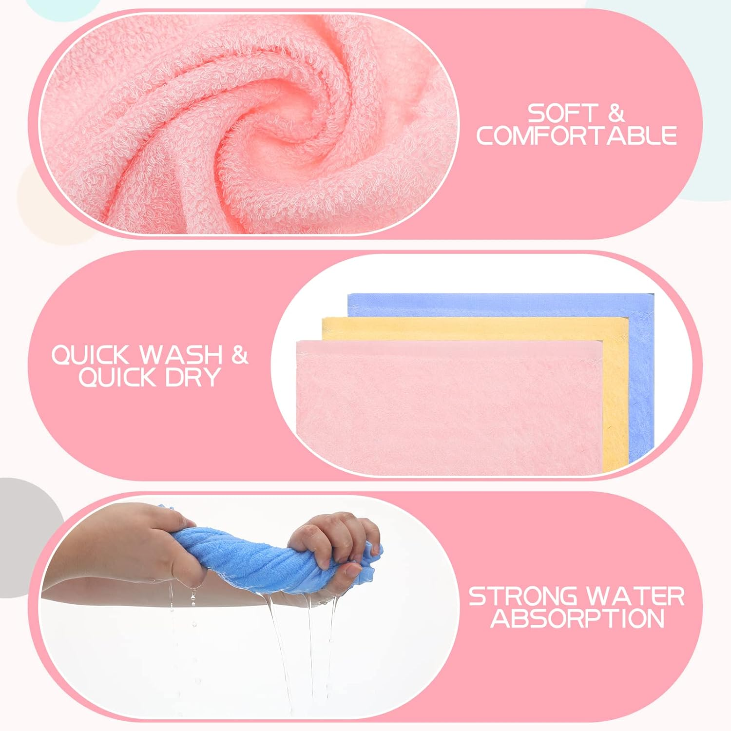Newwiee 40 Pcs Wash Cloth Bulk Cotton Bath Hand Face Washcloths Soft Quick Drying Towel for Women Bathroom Washing Body Viscose Fiber Multipurpose Fingertip Rags(Multicolor,10 X 10 Inch) image number 4