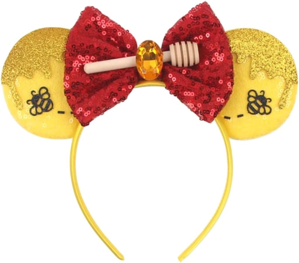 CLGIFT Princess Minnie Ears,Pick Your Color, Flower Minnie Ears, Floral Minnie Ears, Purple Sparkle Mouse Ears (Winnie), Winnie