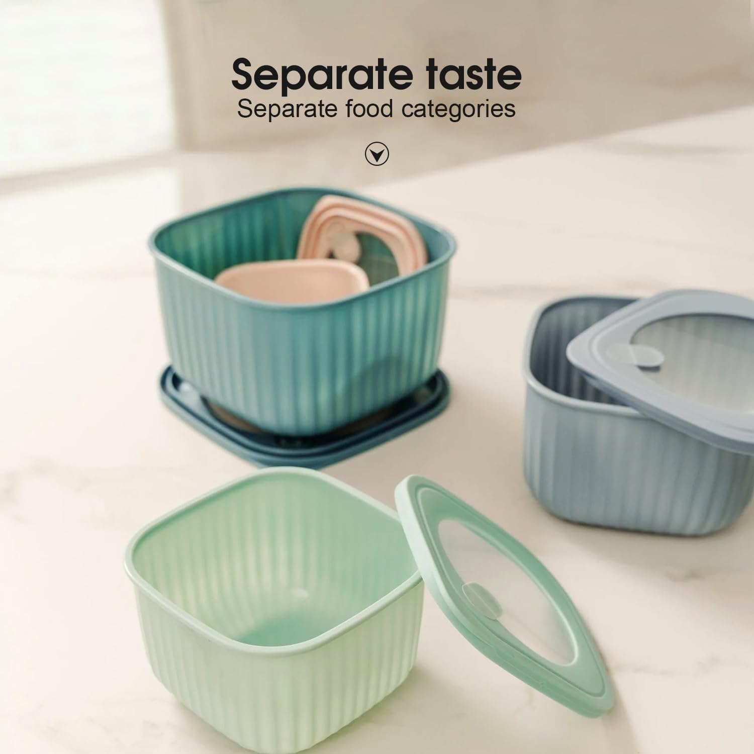 Felic 4PCS Mixing Bowl Set with Lids, Square Nested Food Storage Set in Various Sizes, Versatile Plastic Mixing Bowls for Kitchen Cooking,Mixing,Baking,Prepping,Stirring,Serving (Square Shape) image number 6