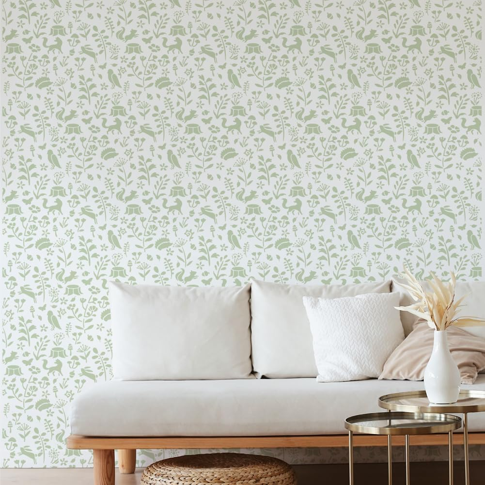 Doodlream Forest Plants and Animals Wall Stencil Template 11.8 X 15.7 Inch Reusable Plastic Woodland Nursery Stencil for Painting on Wood Wall Floor Fabric Glass Furniture DIY Home Decor Template image number 6