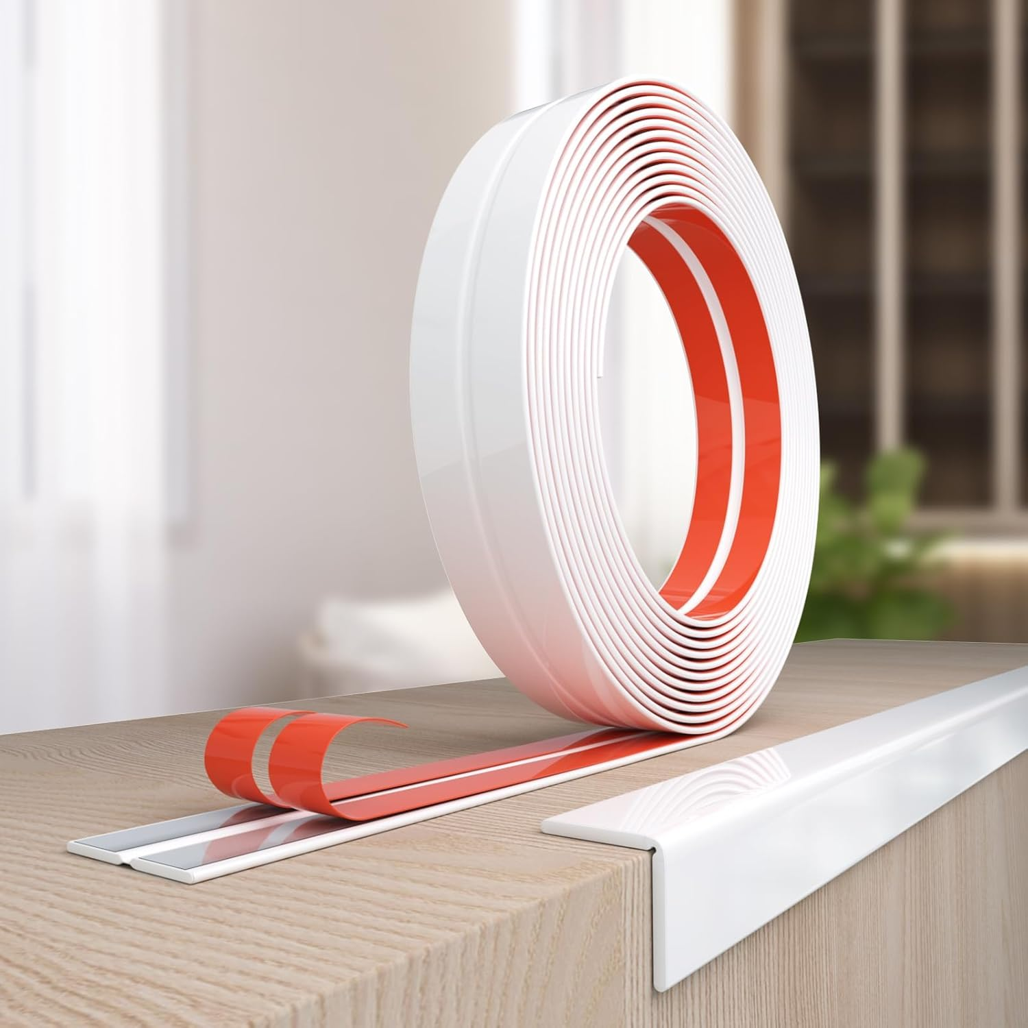 Peel and Stick Wall Molding Trim, Wall Corner Protector, Flexible Molding Trim for Tile and Wall Edges, Furniture Protection and Decoration, 10 Feet X 1.6 Inch, White image number 5