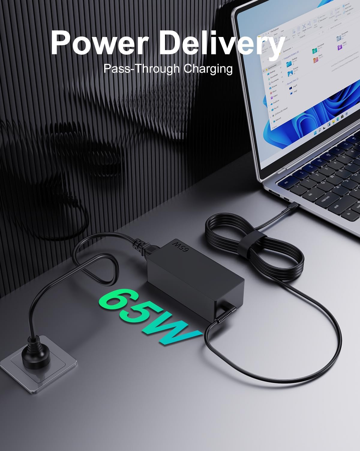 65W USB C Laptop Charger,Replacement for Lenovo Thinkpad T14 T15 T480 T480S T490 T490S T580 T590,Chromebook 300E 500E Yoga C930 image number 1