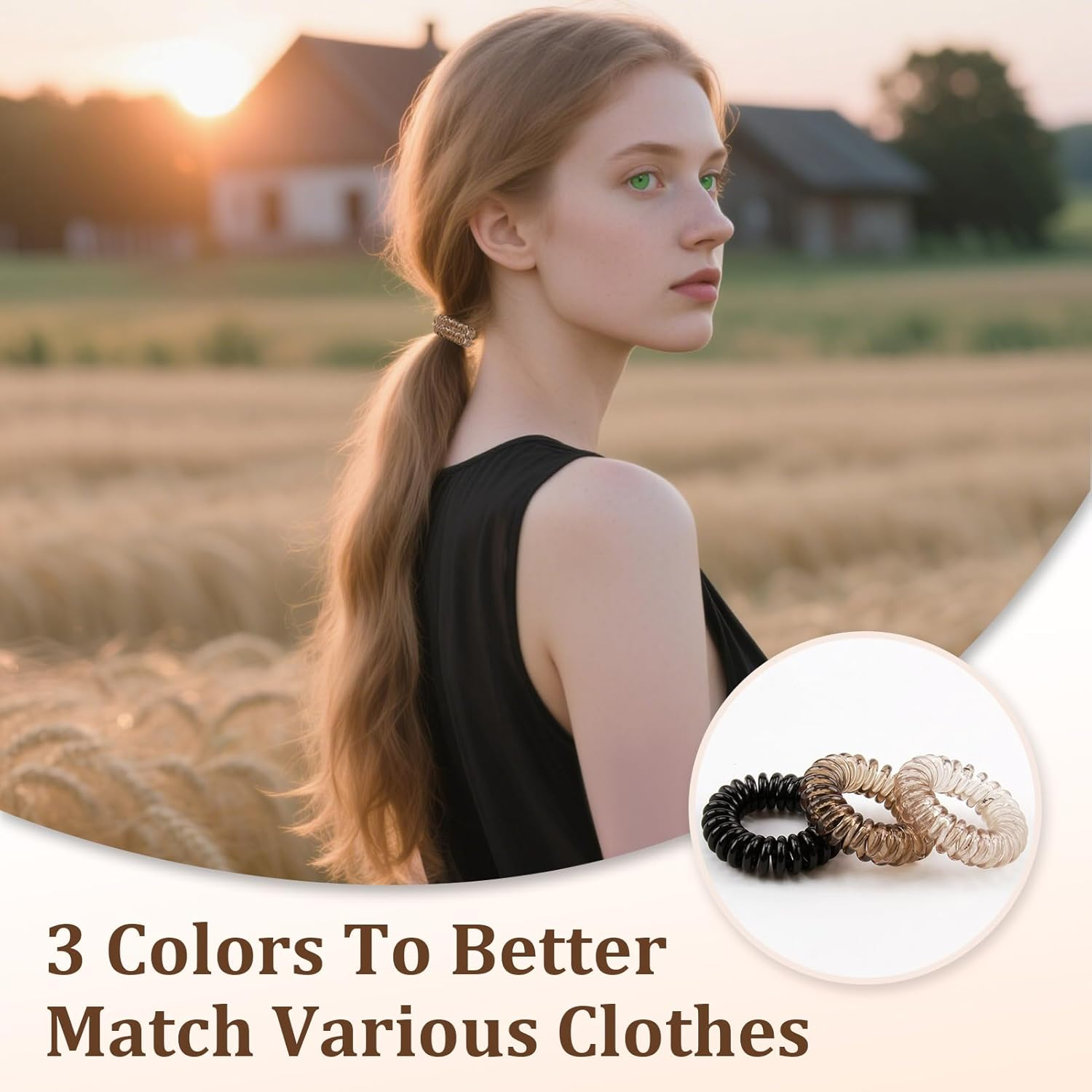 9 Pcs Spiral Hair Ties for Women, Gradient Colors Waterproof Plastic Hair Bands No Damage, Invisible Bobble Suitable for Home Travel Work Swimming Thick Hair Students Working Women & Housewives image number 4