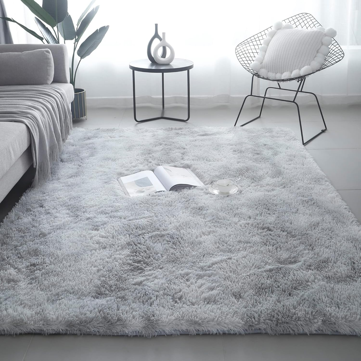 SHIPKEY Beige Area Rugs 5&rsquo;X7&rsquo; (150X210 Cm) Soft Indoor Rugs, Fluffy Shaggy Carpet for Bedrooms, Living Room, Home D&eacute;cor
