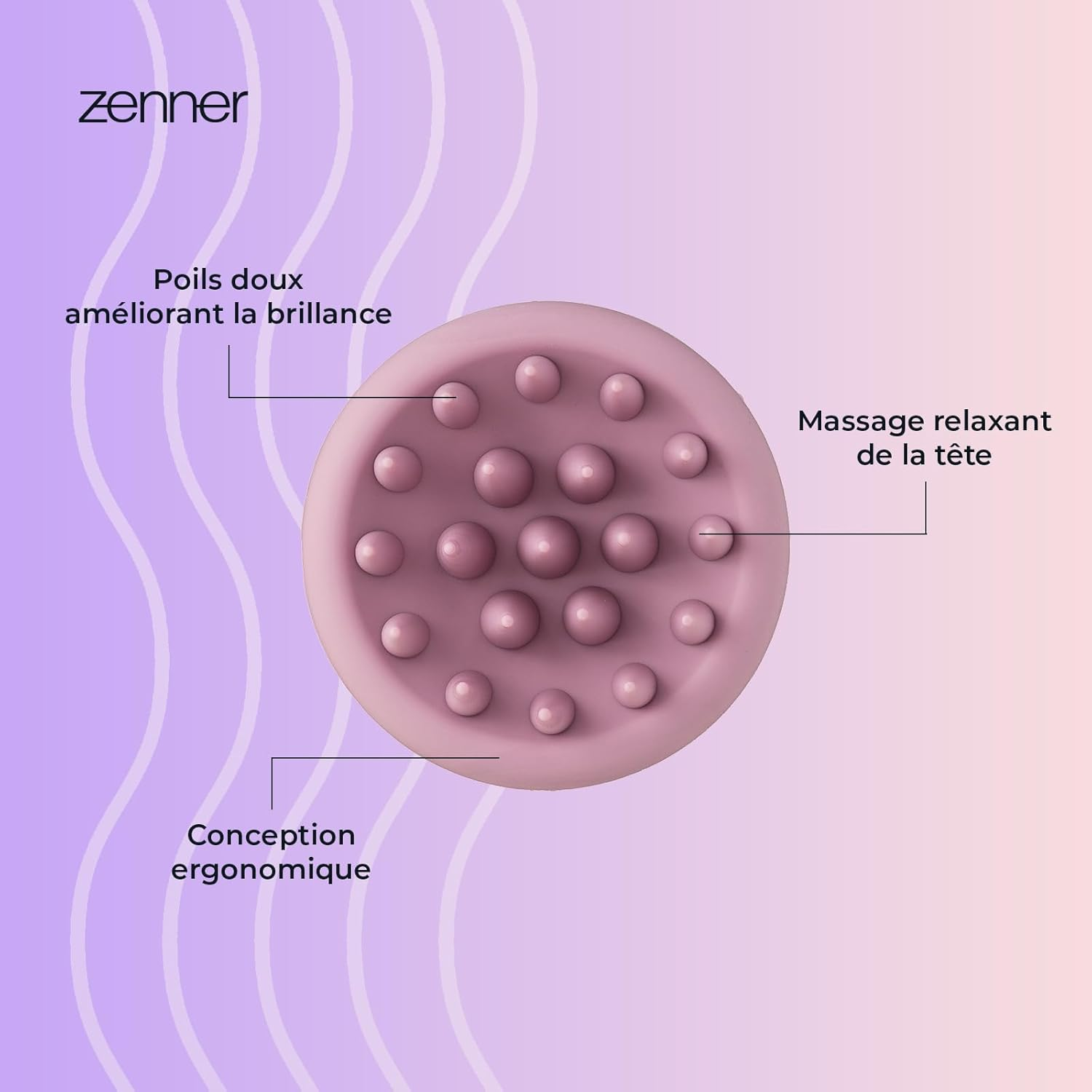 Zenner Hair Brush for Curls - Gentle Scalp Massage, Tangle-Free & Shine Promoting - Ideal for Curly and Straight Hair image number 3