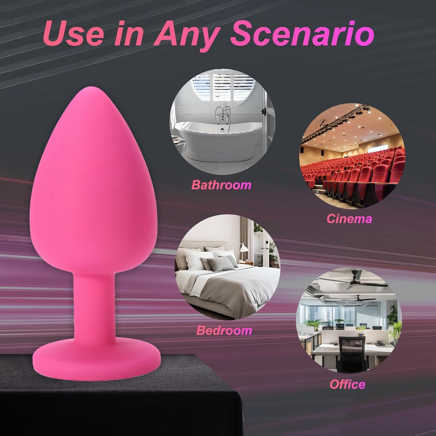 Riotor Vibrating Silicone Anal Plug Set, Anal Toys for Men Woman Couples from Beginner to Advanced Set,3 Sizes Manual & 1 Automatic Toys (Pink) image number 4