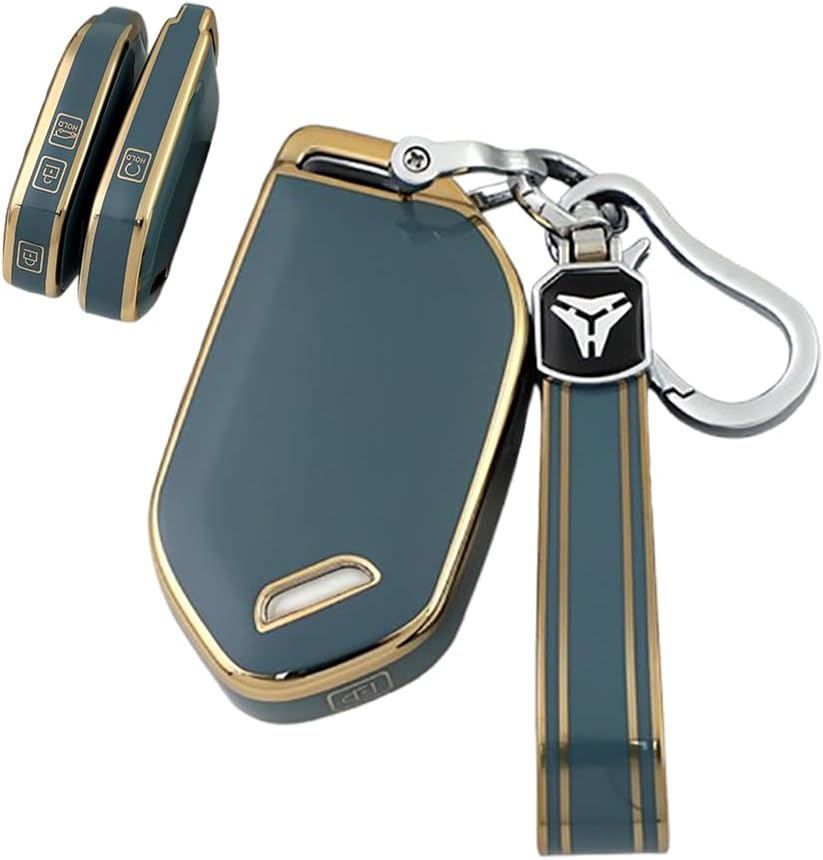 Ontto TPU Car Key Fob Cover Fit for KIA EV5 EV3 EV6 EV9 Electric Syros K4 Carnival 2025 Sorento Telluride 2024 2023 Key Holder Smart Case Shell Keyring Keychain Accessories 4 Buttons Black