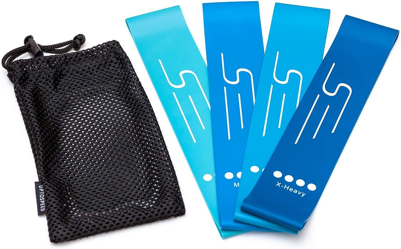 Resistance Loop Exercise Workout Bands - for Athlete Training, Glutes, Legs and Butt, Pilates & Yoga Bands - Set of 4 + Carry Bag - by Uptospeed image number 2