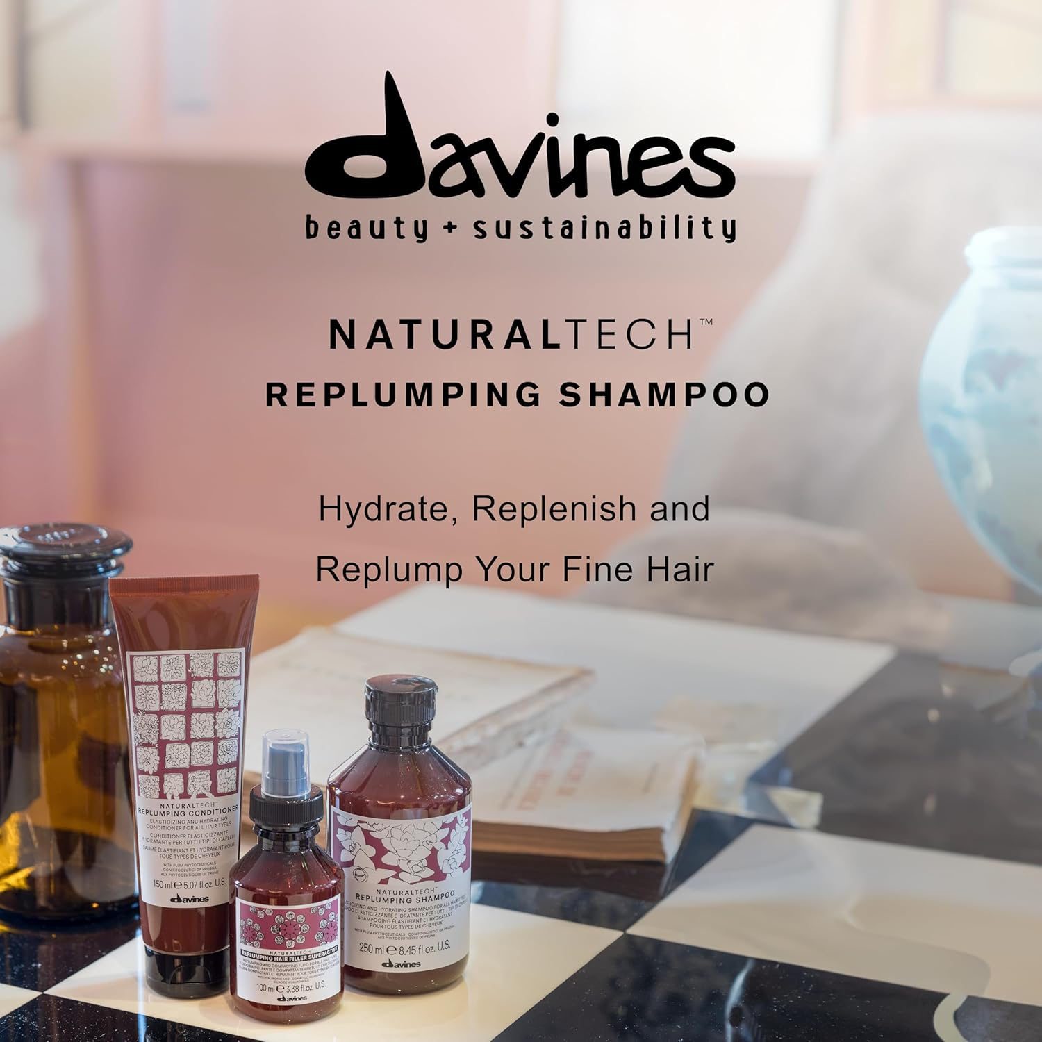 Davines Naturaltech Replumping Shampoo by Davines for Unisex - 8.45 Oz Shampoo, 253.49999999999997 Milliliters image number 2