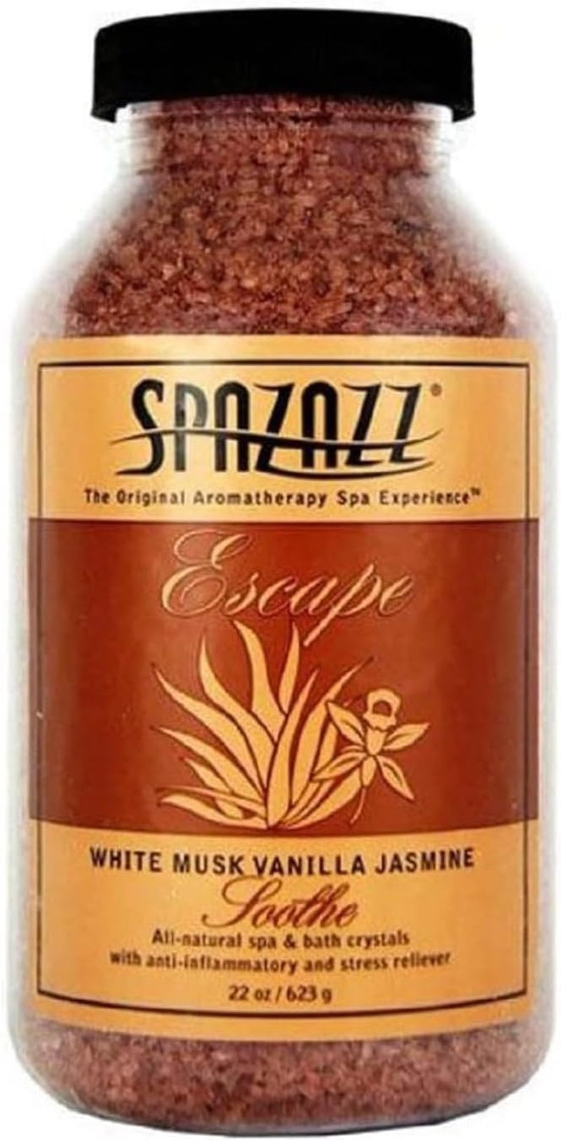 Spazazz SPZ-110 Escape Aromatherapy Crystals Container, 22-Ounce, White Musk Jasmine Vanilla Soothe image number 1