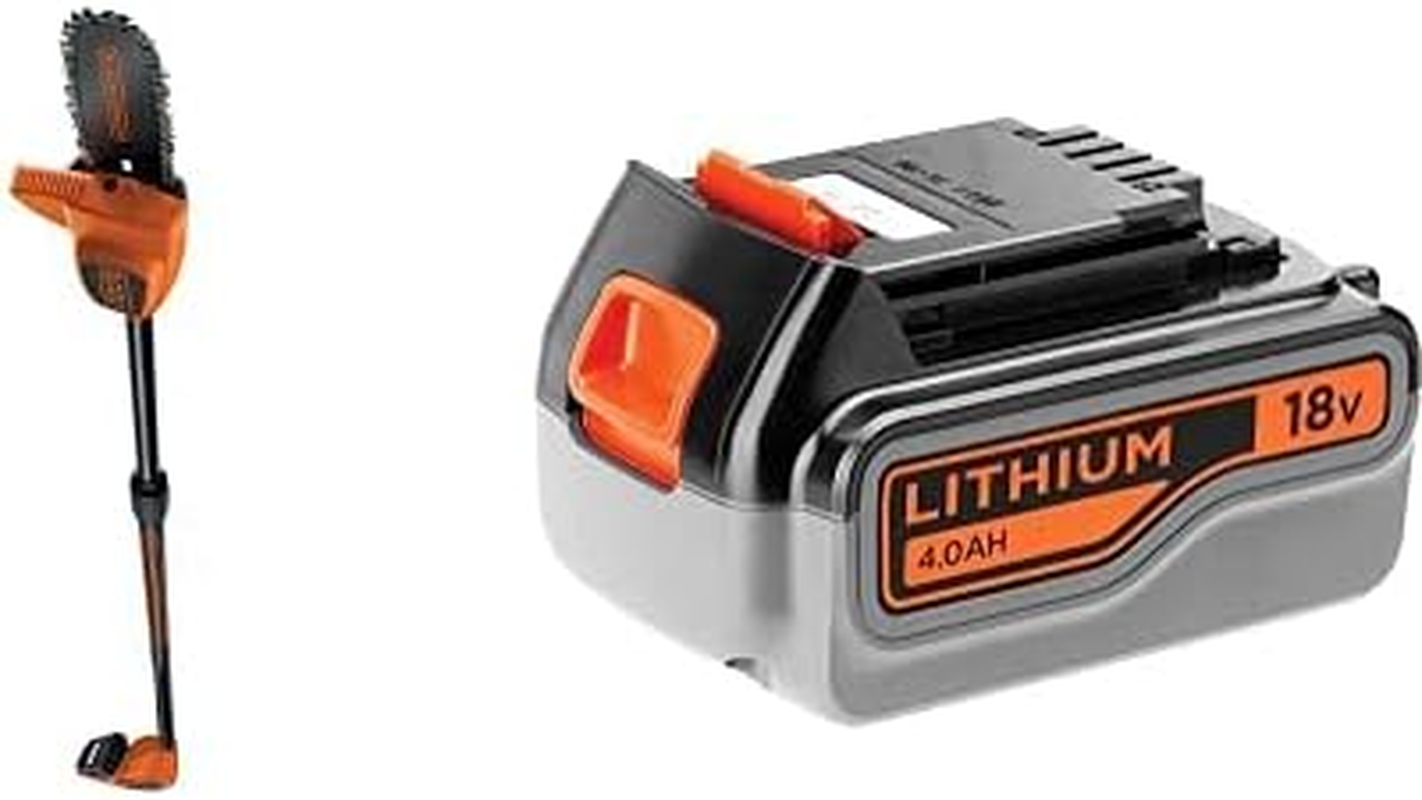 BLACK+DECKER 18V Lithium-Ion 20Cm Pole Pruner Kit 2.0Ah and BLACK+DECKER 18V Lithium-Ion 4.0Ah Battery