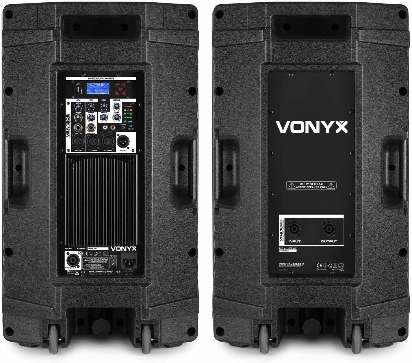 'Vonyx VSA120S Active Speaker Set 1600W Stereo with Bluetooth, MP3 Player and Remote Control - Suitable for Music, Singing and Speech! image number 2