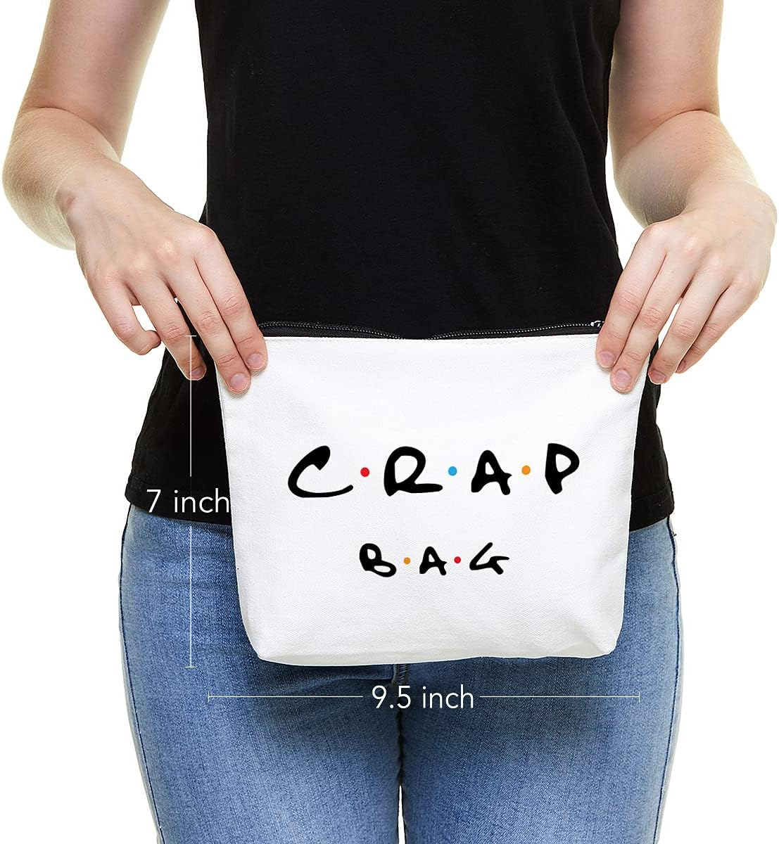 Ihopes+ Natural Reusable Makeup Bag Friends Theme Eco-Friendly Makeup Bag Gifts for Women Men Best Friends, Black image number 5