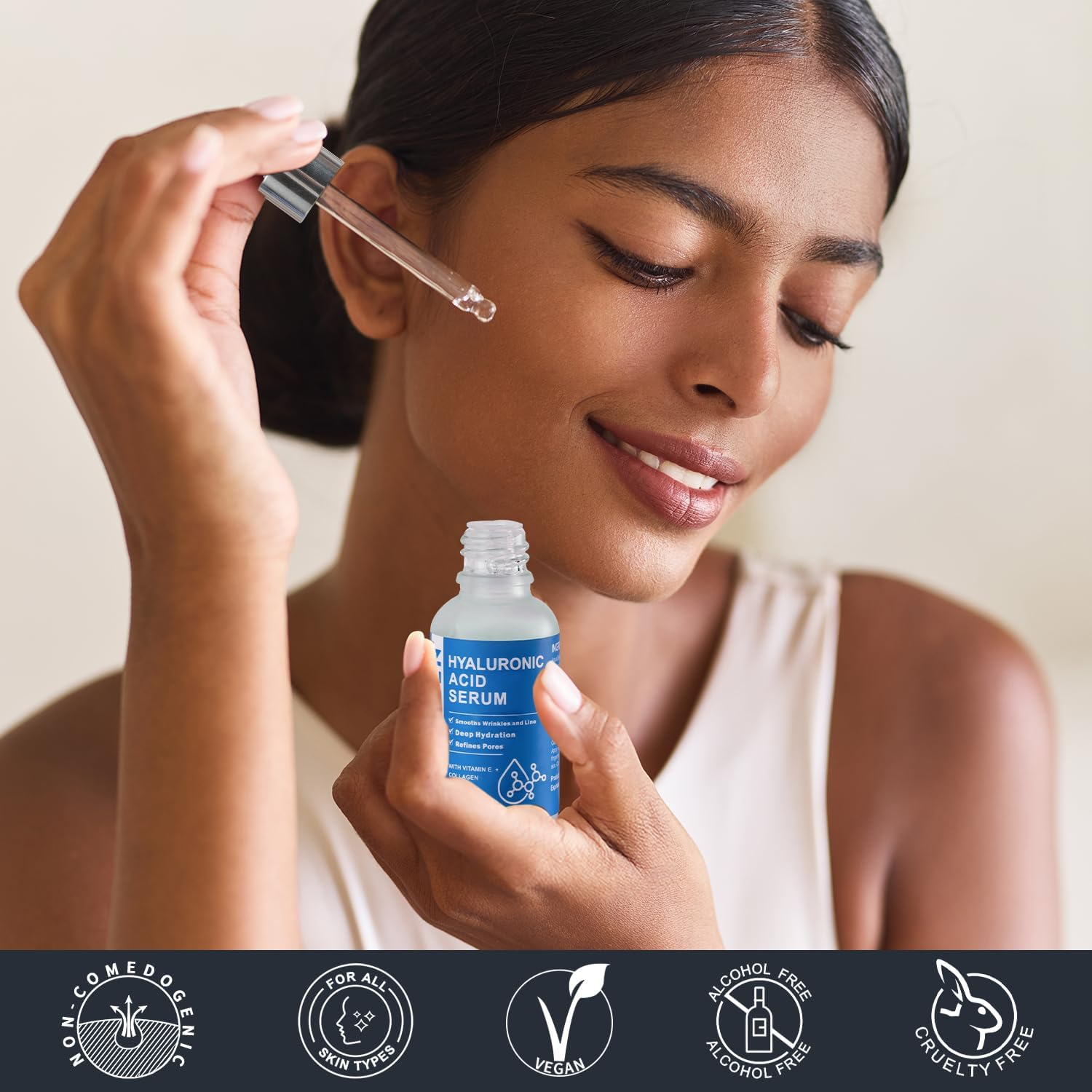 Hyaluronic Acid Serum with Collagen Vitamin E Oil for Skin Care, Hydrating, Brightening Serum for Face anti Aging for All Skin Types Daily Use 30Ml image number 1