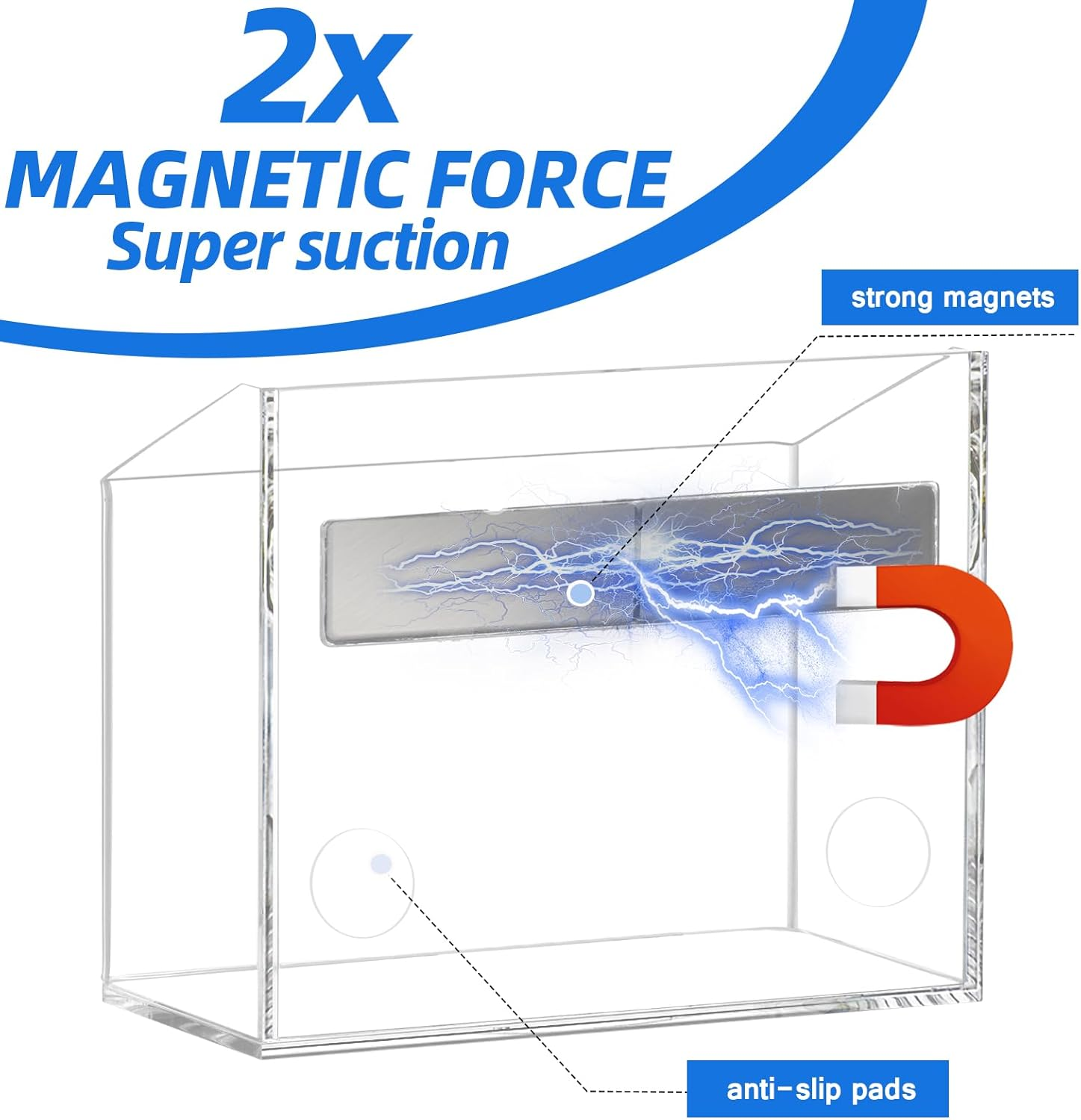 Simetufy Magnetic Glass Whiteboard Accessory Holder for Markers, Pens, Pencils - Fridge, Lockers, Whiteboards - Transparent, 1 Pack image number 1