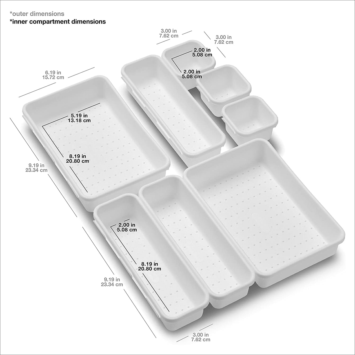 Made Smart 59001 Value 8-Piece Interlocking Bin Pack | VALUE COLLECTION | Customizable Multi-Purpose Storage | Durable | Easy to Clean | Bpa-Free White image number 4