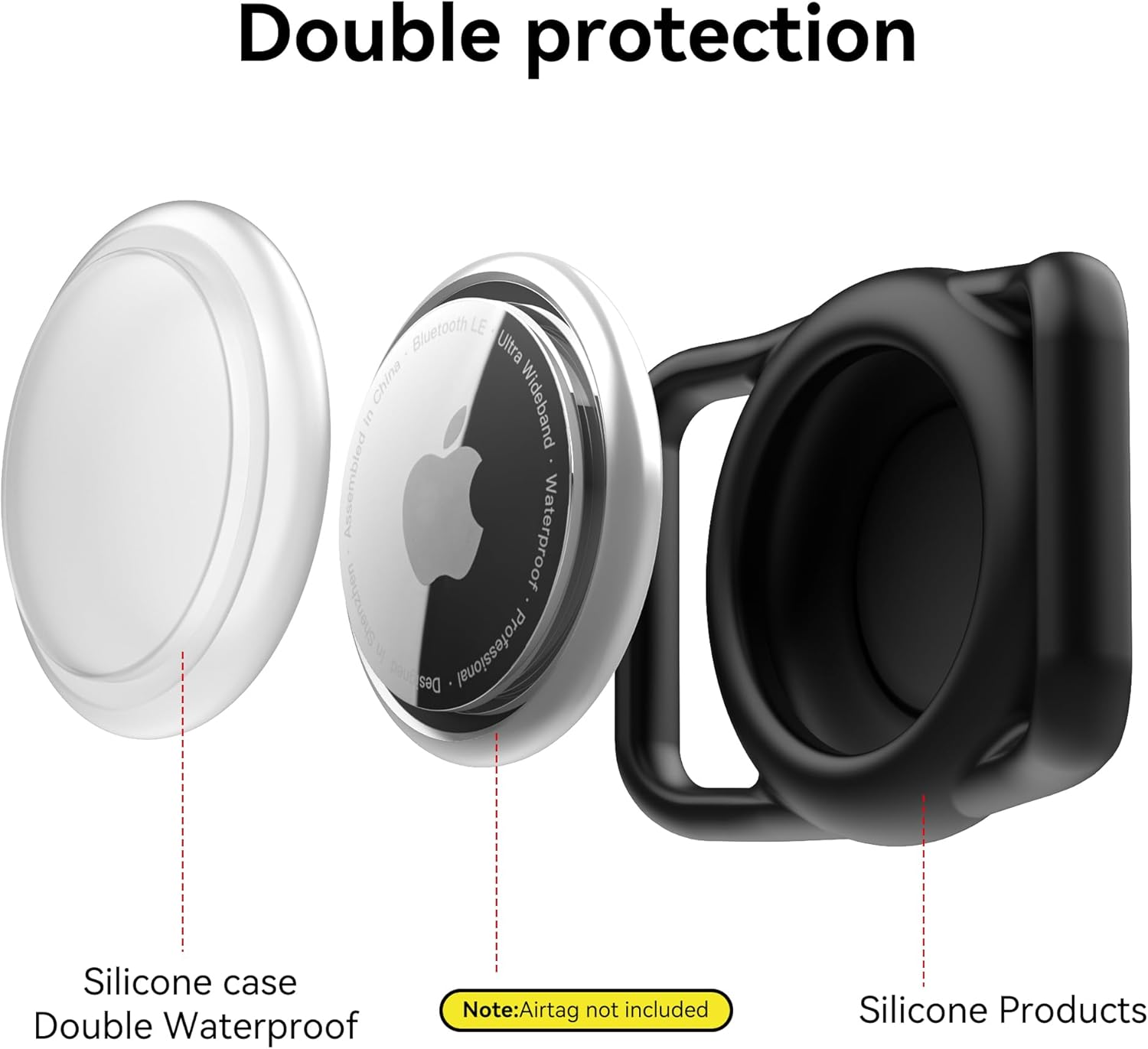 Citymore for Apple Airtag Dog Collar Holder,2Pack Waterproof Air Tag Cat Collar,Soft Silicone Airtag Case for Dogs&Cats,Apple Air Tag Holder for Pet Collar - Fits All Width Collars image number 5