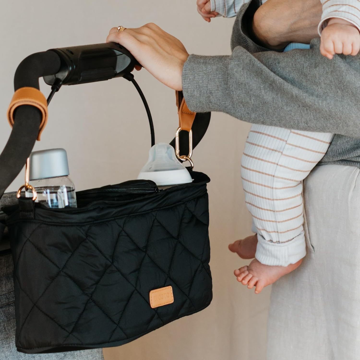 ZICOTO Beautiful Stroller Organizer Bag - Easy to Install Stroller Caddy Incl. Cup Holder Attachment - Perfectly Sized Accessories for Any Stroller