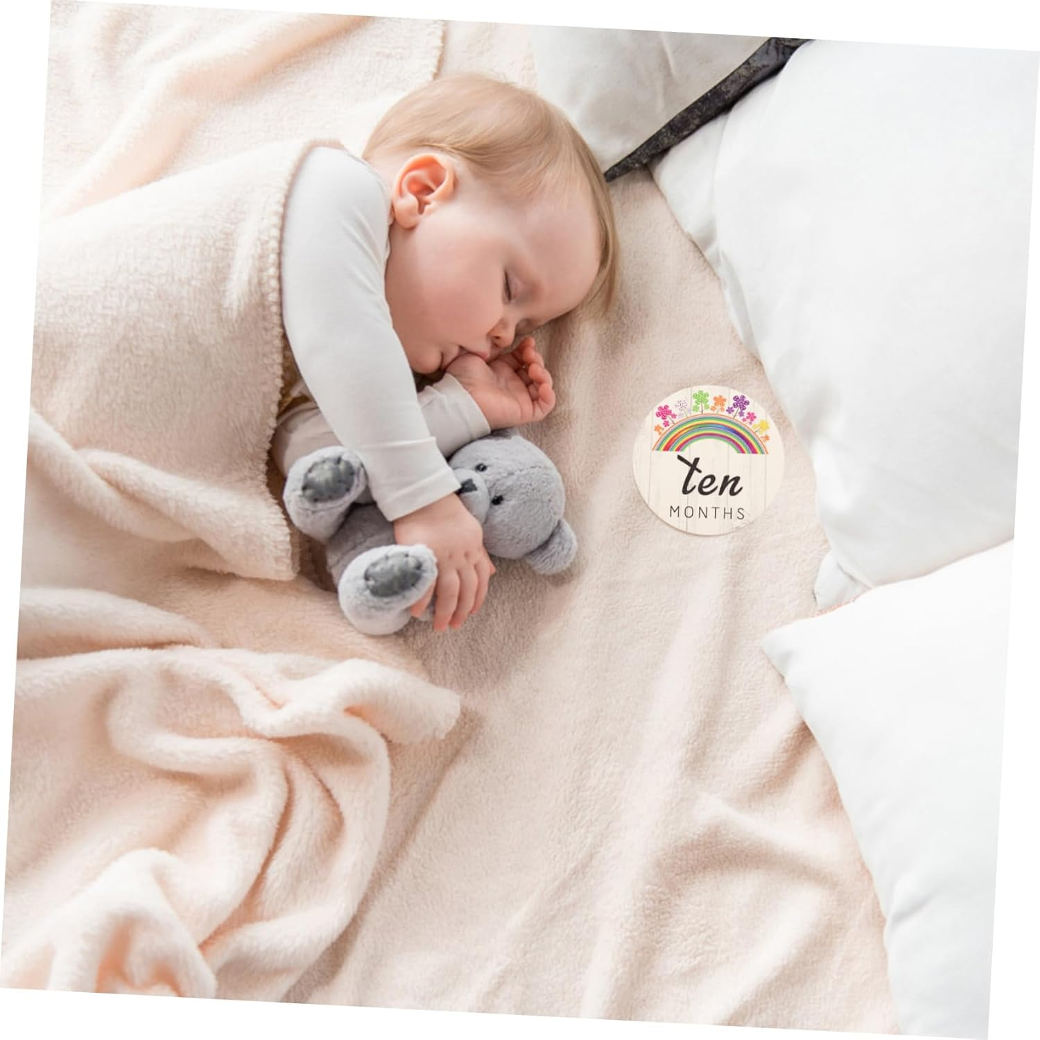 14Pcs Wooden Monthly Milestone Cards for Newborns Year Gifts Milestone Cards Supplies image number 3