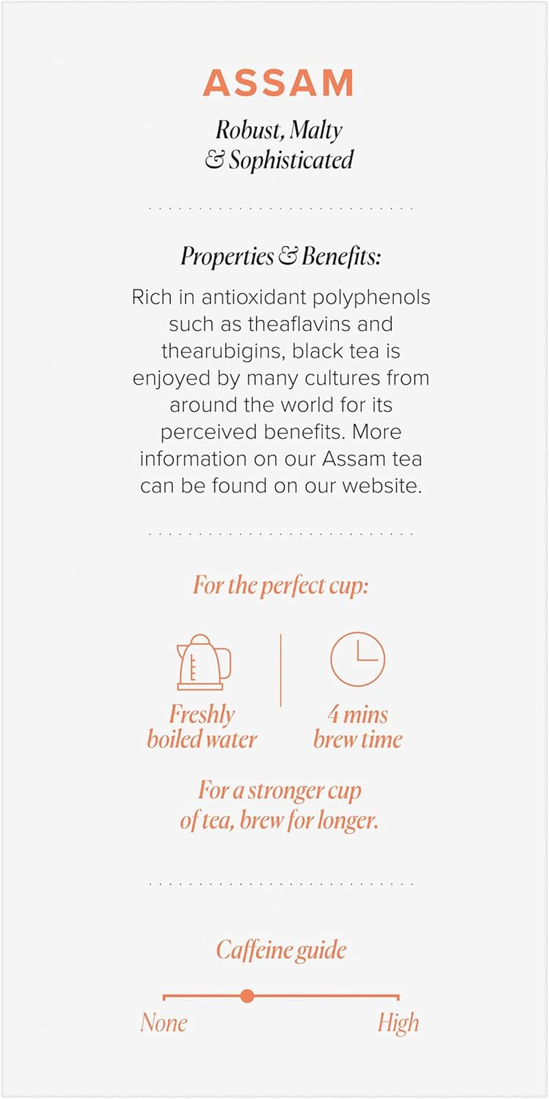 96&deg; Assam Tea - 20 Pyramid Tea Bags, Individually Wrapped, Bold, Robust and Malty, Biodegradable Plant-Based Bags image number 5