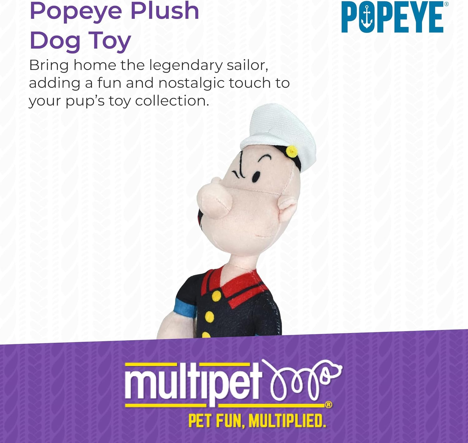 Multipet Popeye Dog Plush Toy - Toys for Dogs All Age - Extra Soft Plush Dog Toy - Stuffed Toy for Cuddling & Playing - Cute & Tough Pet Toy (11") image number 5