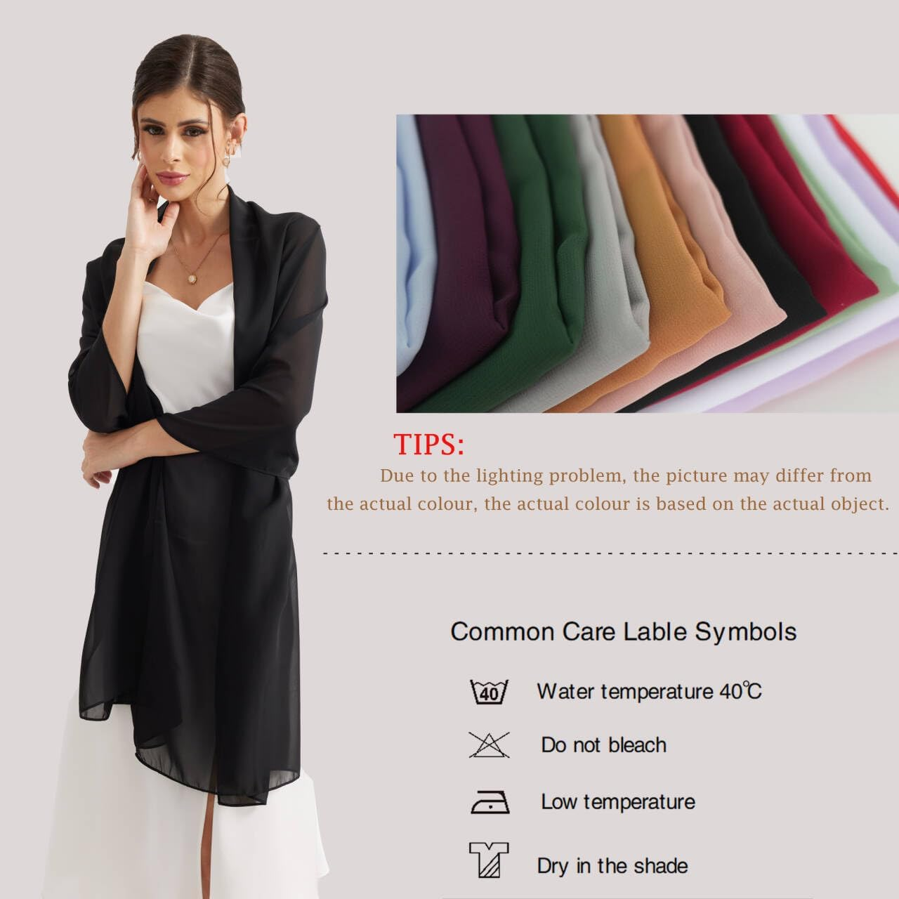 Pukguro Shawls and Wraps for Evening Dresses Sheer Chiffon Women Elegant Soft Silky Wraps Wedding Bridal Scarf image number 4