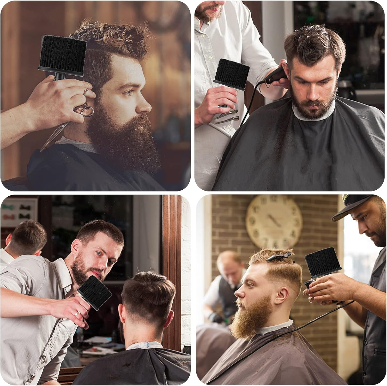 Barber Neck Duster Brush - Soft Hair Cleaning Brush for Brushing around Neckline and Ears, Barber Supplies image number 1