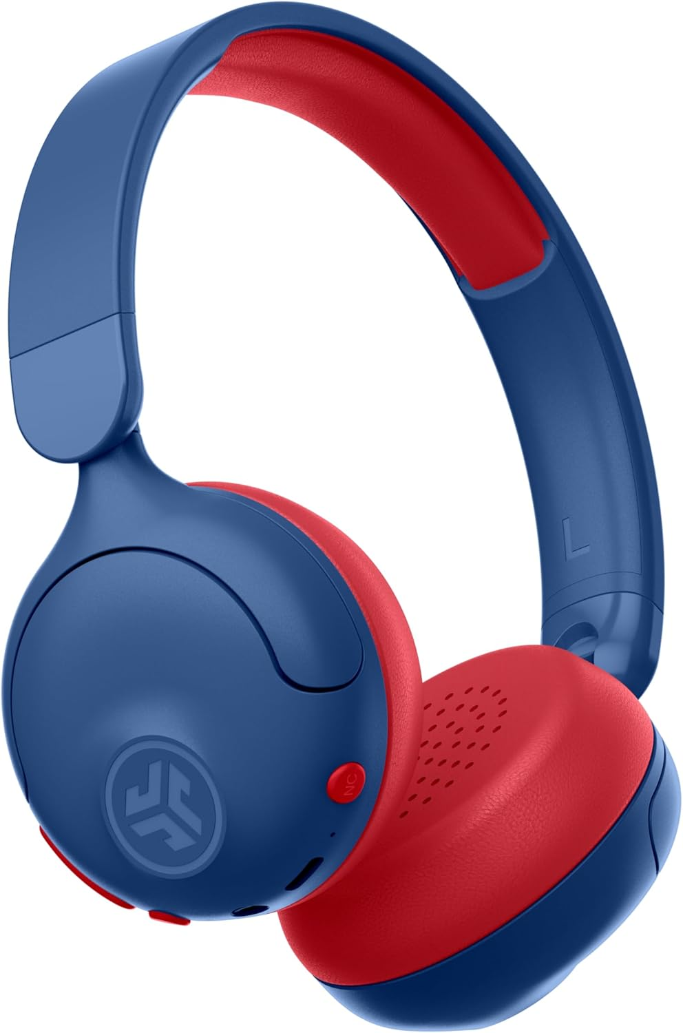 Jlab Jbuddies ANC 2 in 1 Wireless + Wired Kids Headphones, Active Noise Canceling and Be Aware Modes, Safe Volume Settings, 50+ Hours Playtime, Adjustable, Blue/Red image number 1