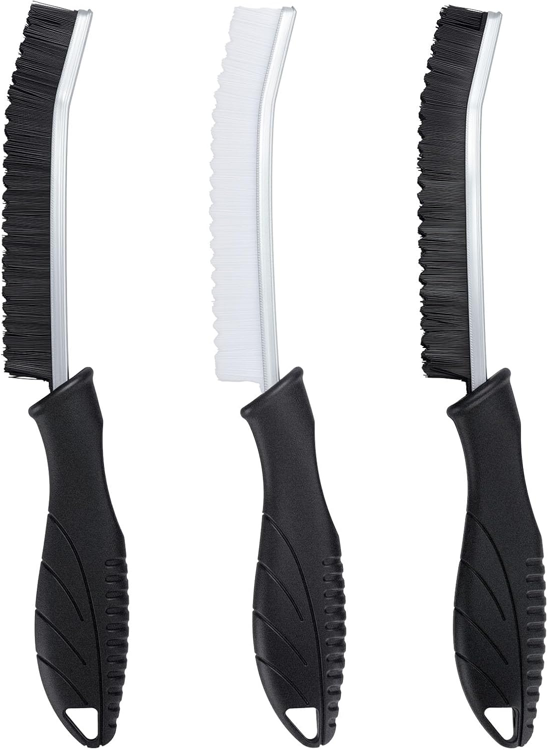 Shingidea 3 Pack Crevice Cleaning Brushes - Hard Bristle Scrub for Hard-To-Reach Spaces Bathroom, Kitchen, Toilet, Car Ergonomic Handle Gaps, Grout Lines, Window Tracks (2Black and 1White) image number 4