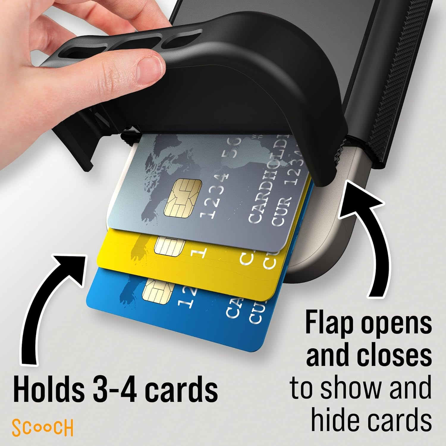 Scooch for Iphone 16 Pro Case with Card Holder, Wingmate Wallet Case with Hidden Card Slot and RFID Protection for up to 4 Cards, 10-Foot Drop Protection, Black image number 5