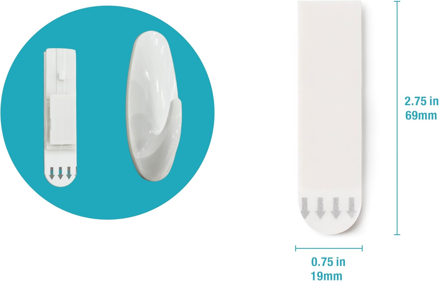 Jellysub 60 Pieces Medium Double Sided Adhesive Strips, Heavy Duty Damage Free Picture Hanging Replacements for Indoor Hooks Caddies, Water-Resistant image number 3