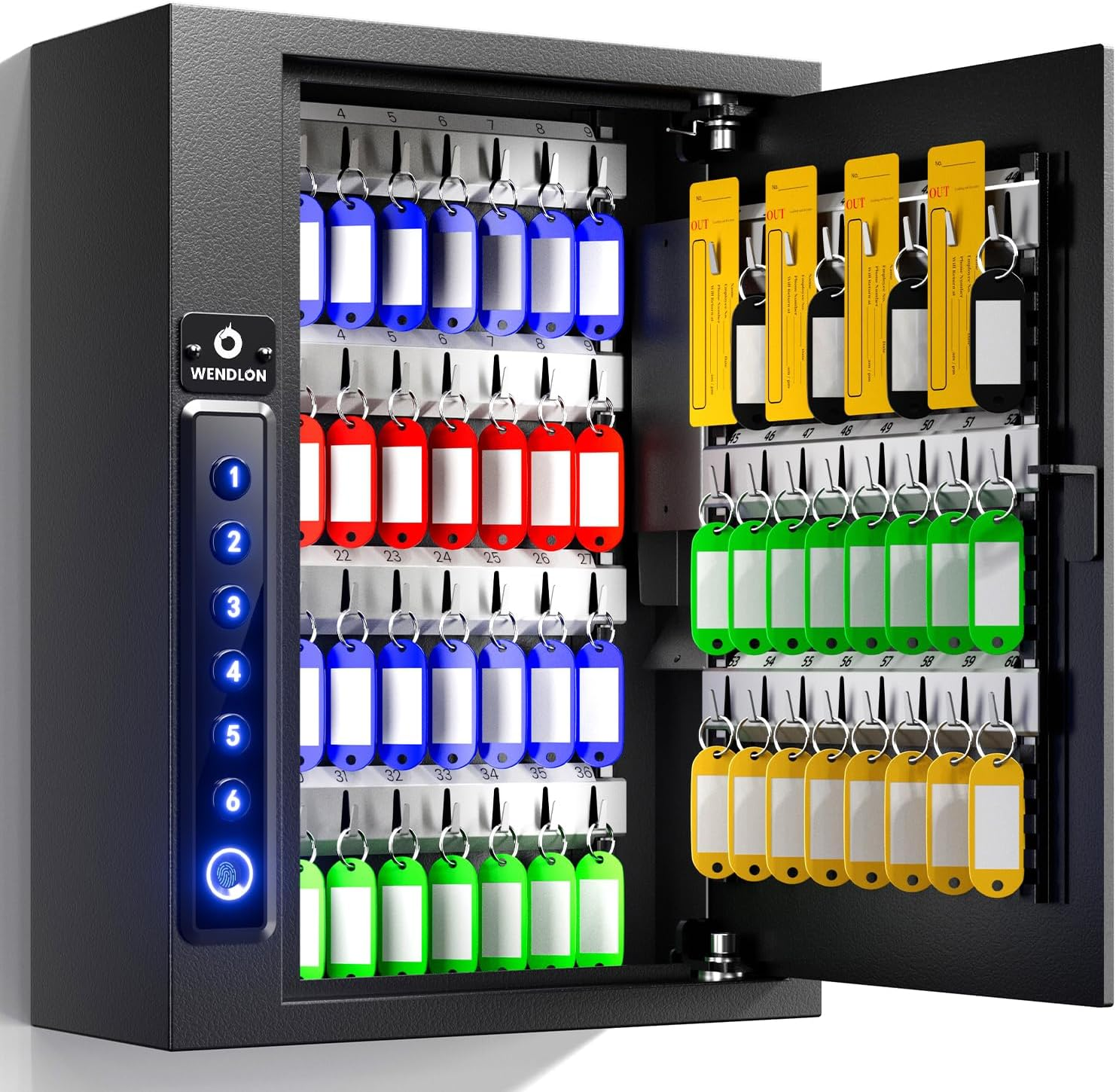 65-Key Electronic Key Safe Lock Box | Anti-Theft Deposit Slot & Key Retrieval Tags | Wall-Mount Key Cabinet for Home & Offic,Key Lock Box image number 3