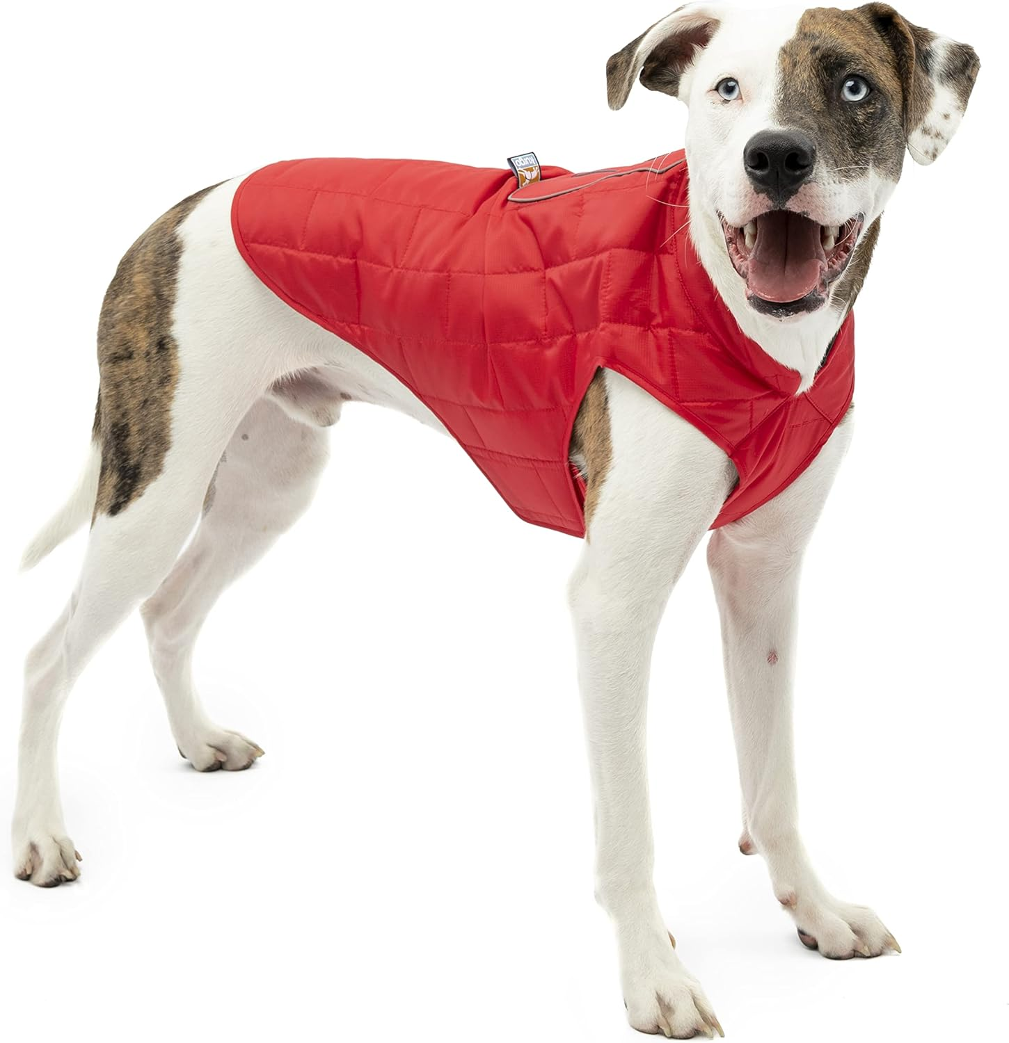 Kurgo Dog Jacket | Reversible Winter Coat for Dogs | Fleece Vest for Pets | Reflective | Wear with Harness | Water Resistant Loft Jacket | for Small Medium Large Pets (Red/Grey, Large)