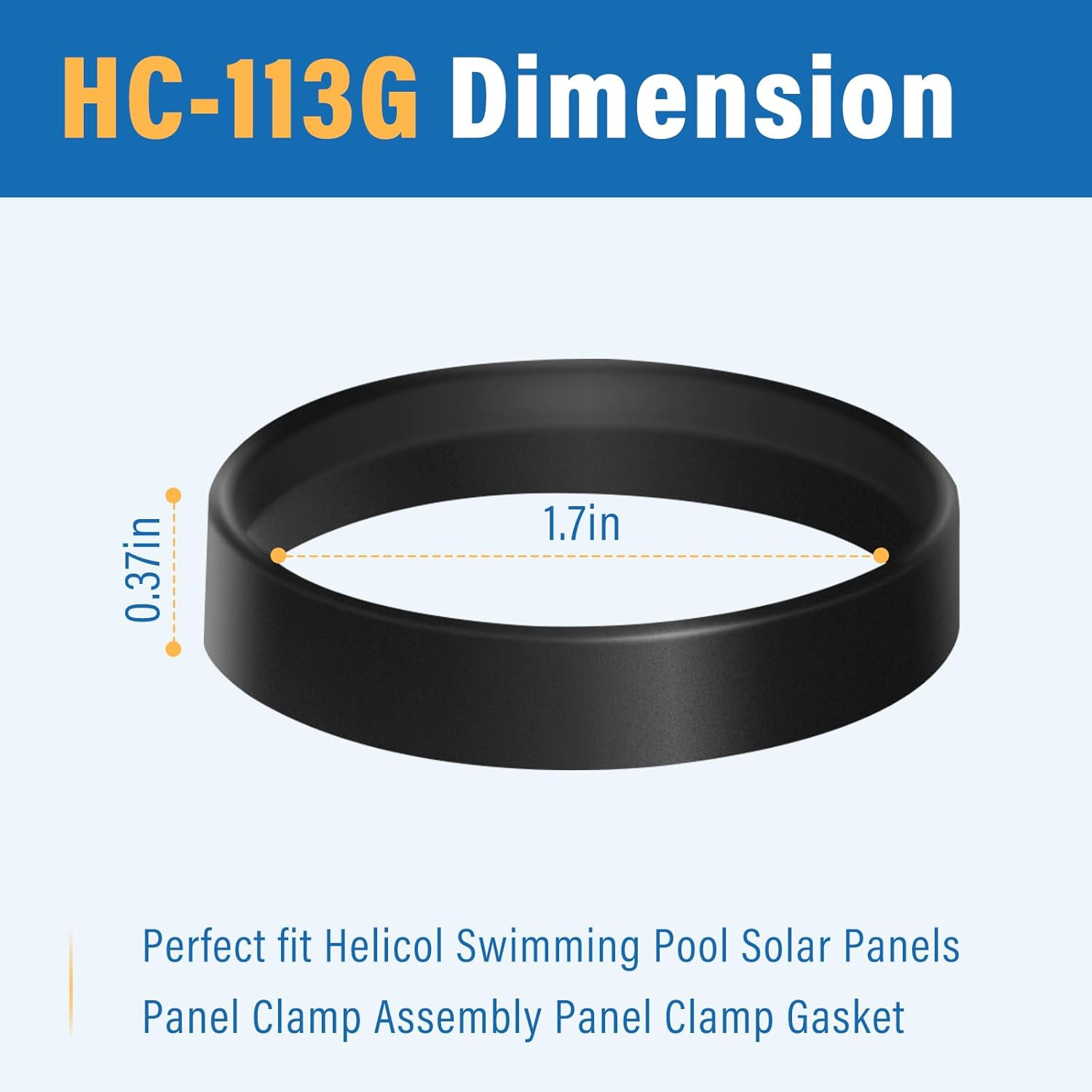 HC-113G Panel Clamp Gasket for Heliocol Sunstar Swimming Pool Solar Panels, Component of Panel Clamp Assembly HC-113-4 Pack