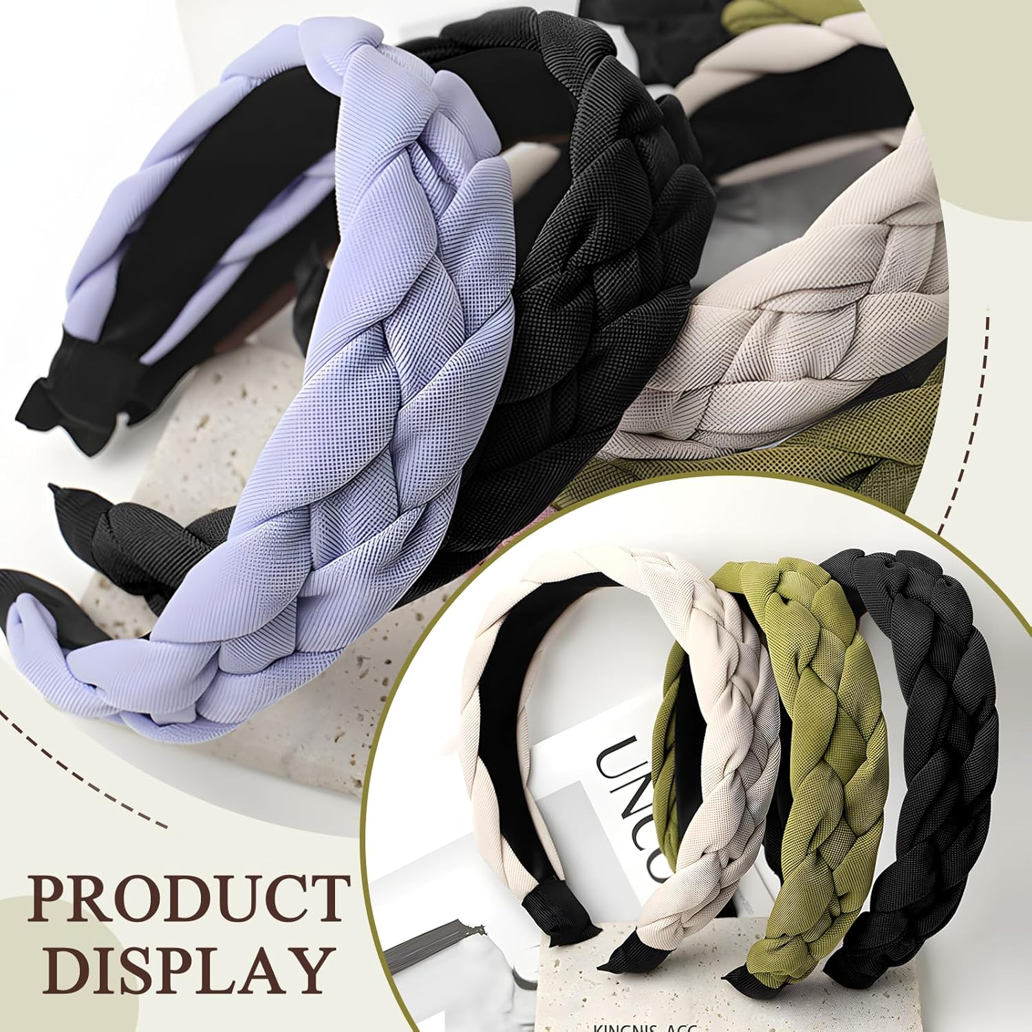 Vintage Padded Headbands, Chmiss Costume Headband Women, Pack of 4 Vintage Headband, Wide Vintage Headband, Velvet Braided Headband, for Women and Girls image number 5