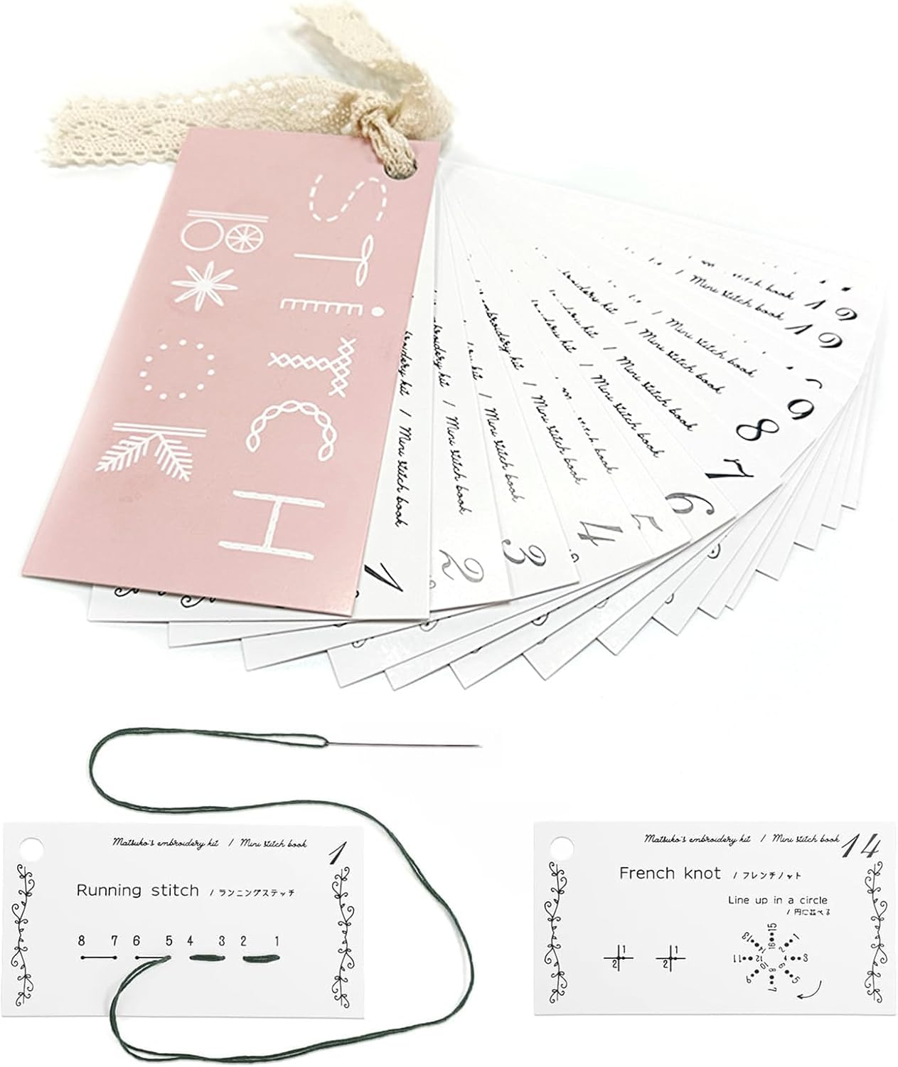 Zalizr Creative Mini Sewing Book, DIY Embroidery Stitches Guide & Travel Sewing Kit for Beginners and Enthusiasts, Compact Stitching Card Set for Embroidery Skill Development image number 4