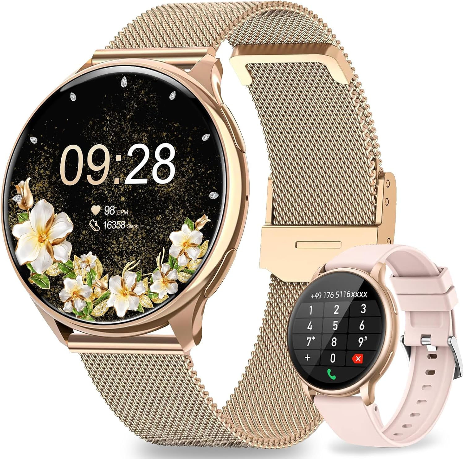 Smart Watches for Women,1.7" AMOLED Time Always-On-Display,Invisible Button,Ladies Smart Watch with Heart Rate/Blood Pressure/Sleep Monitor,120 Sport Modes Womens Smart Watches for Android Ios image number 4