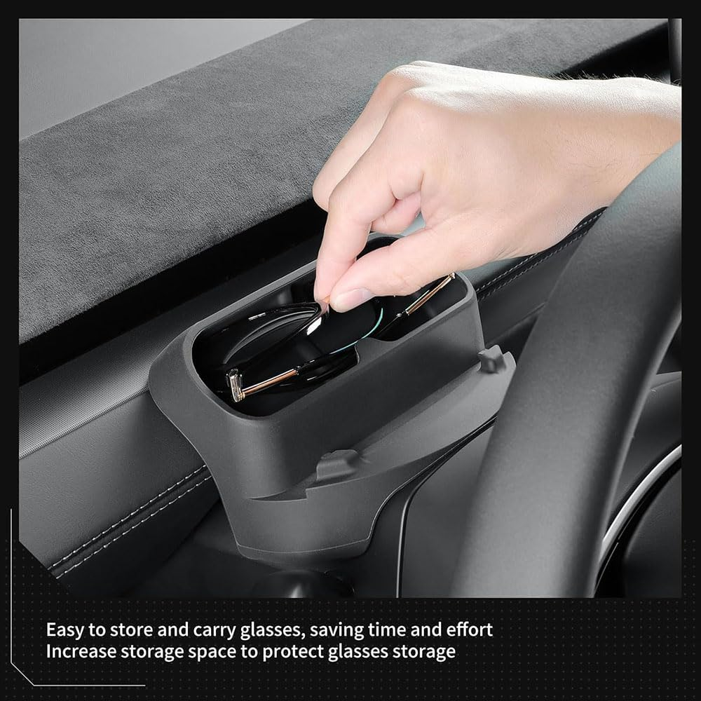 Tesla Model Y 2025-2026 and Model 3 2024-2025 Steering Wheel Phone Holder,Anti Slip Silicone Organizer with Glasses Case and Keys Storage, Universal Navigation Stand for Tesla image number 6