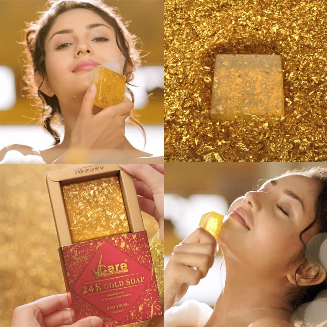 Vcare 24K Gold Soap, 125 Gm, (Pack of 2) image number 2
