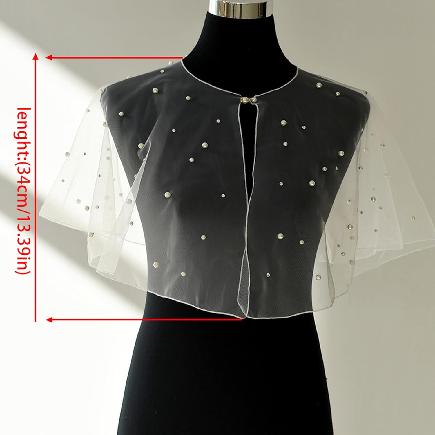 Mopmap Pearls Wedding Capes Shawl Wrap Shrug Bridal Evening Dress Jackets Flapper Bolero Cover up for Party Formal