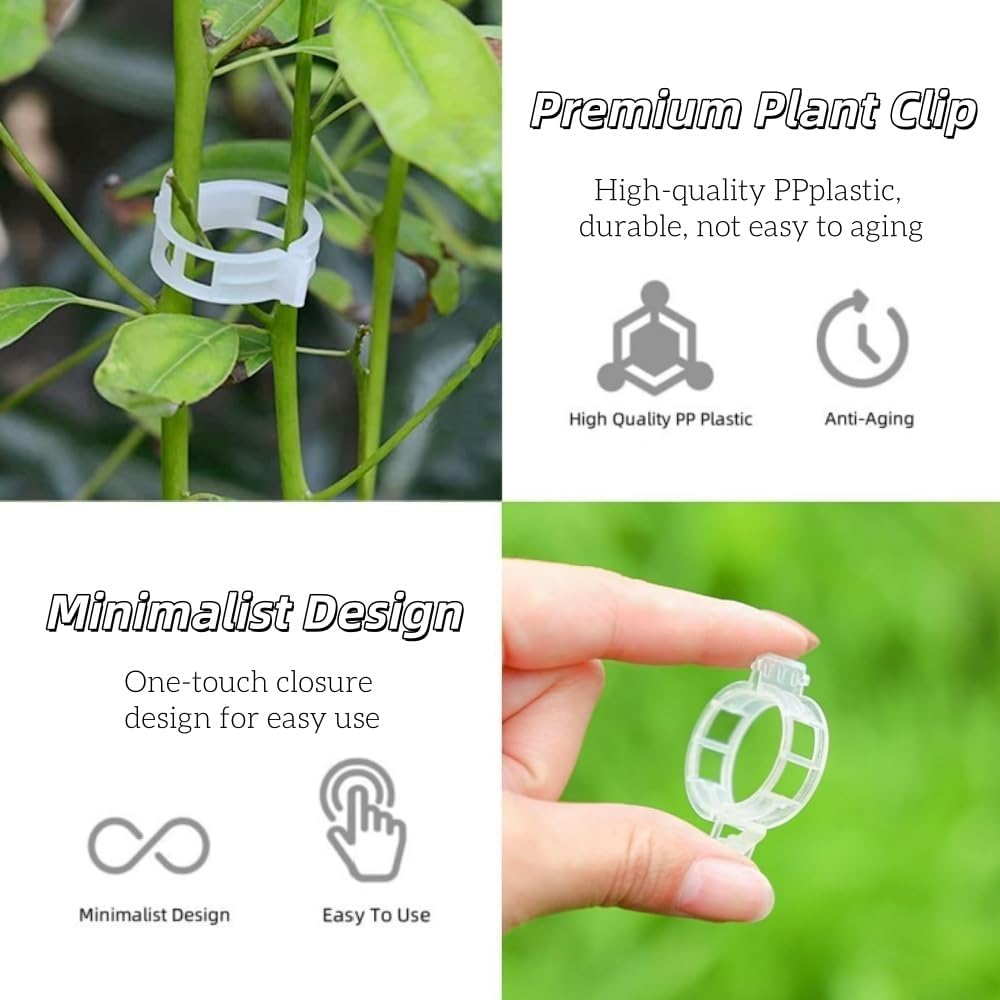 100 Pcs Plastic Plant Clips,Reusable Plastic Trellis Plant Support Clips for Support, Grape and Tomato Vine, Vegetables Plants(White) image number 6