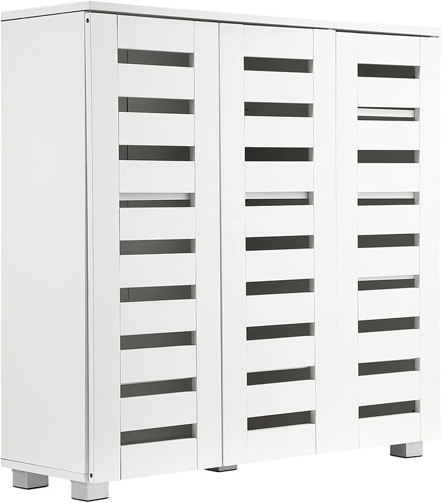 Luxsuite Wooden Shoe Cabinet 4 Tier Shoe Storage Organiser with Adjustable Shelf 30 Pairs Shoes for Hallway Foyerwhite