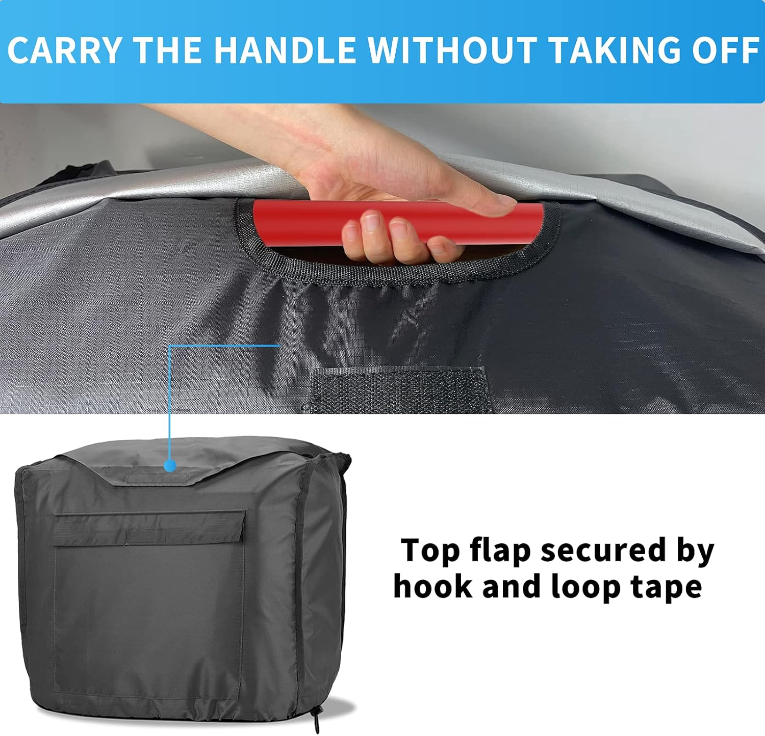 Joramoy Generator Covers Waterproof for Honda Inverter Generators Eu2200I Eu2200Ic Eu2000I Eu2000Ic Camo Companion for Honda Power Equiment Heavy Duty 420D Oxford Cover - Black image number 6