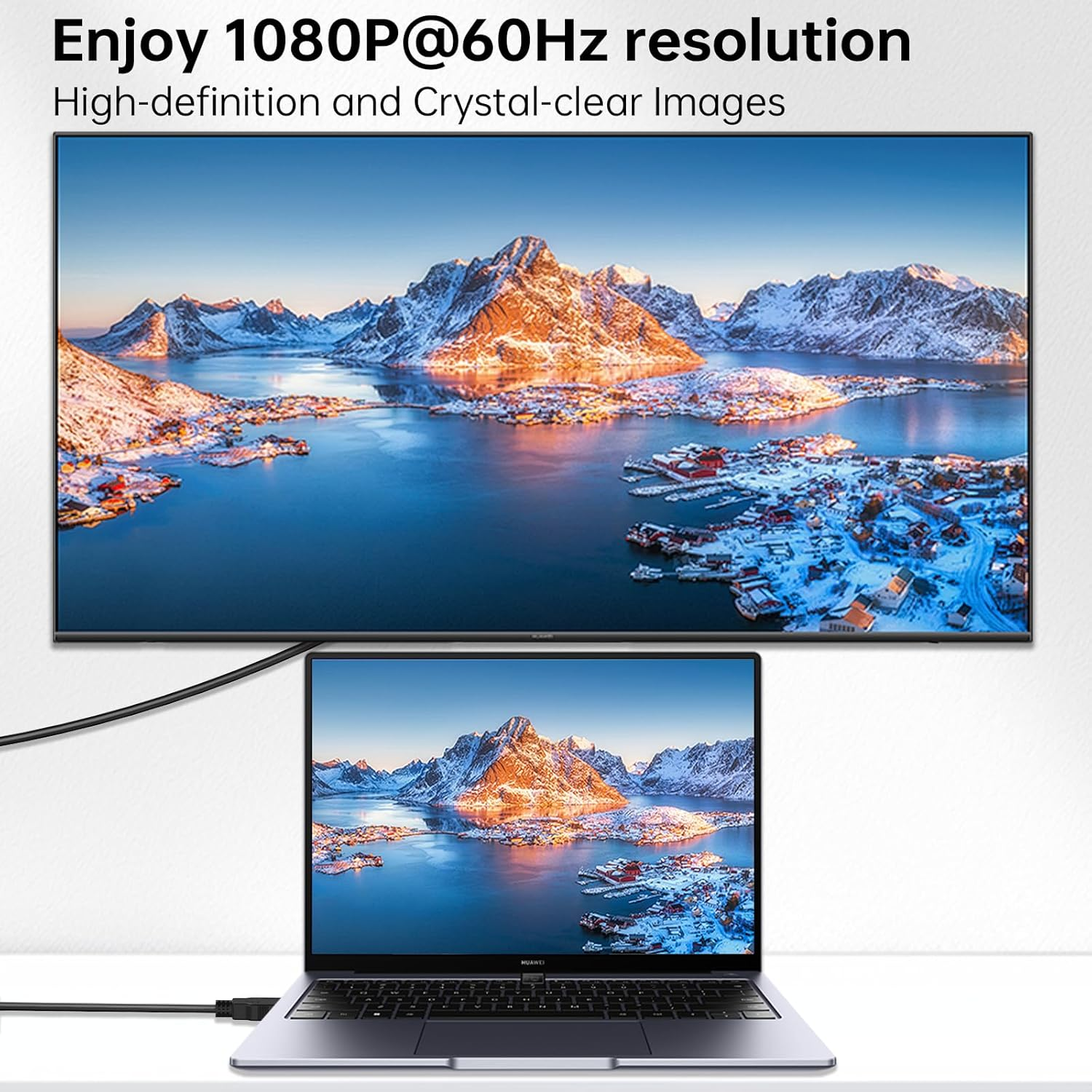 Unidirection HDMI to VGA Cable 1.8M, 1080P 60Hz Non-Bidirectional HDMI to VGA Adapter, HDMI Output to VGA Input Converter Cord Male to Male for Computer, Desktop, Laptop, PC, Monitor, Projector, HDTV image number 6