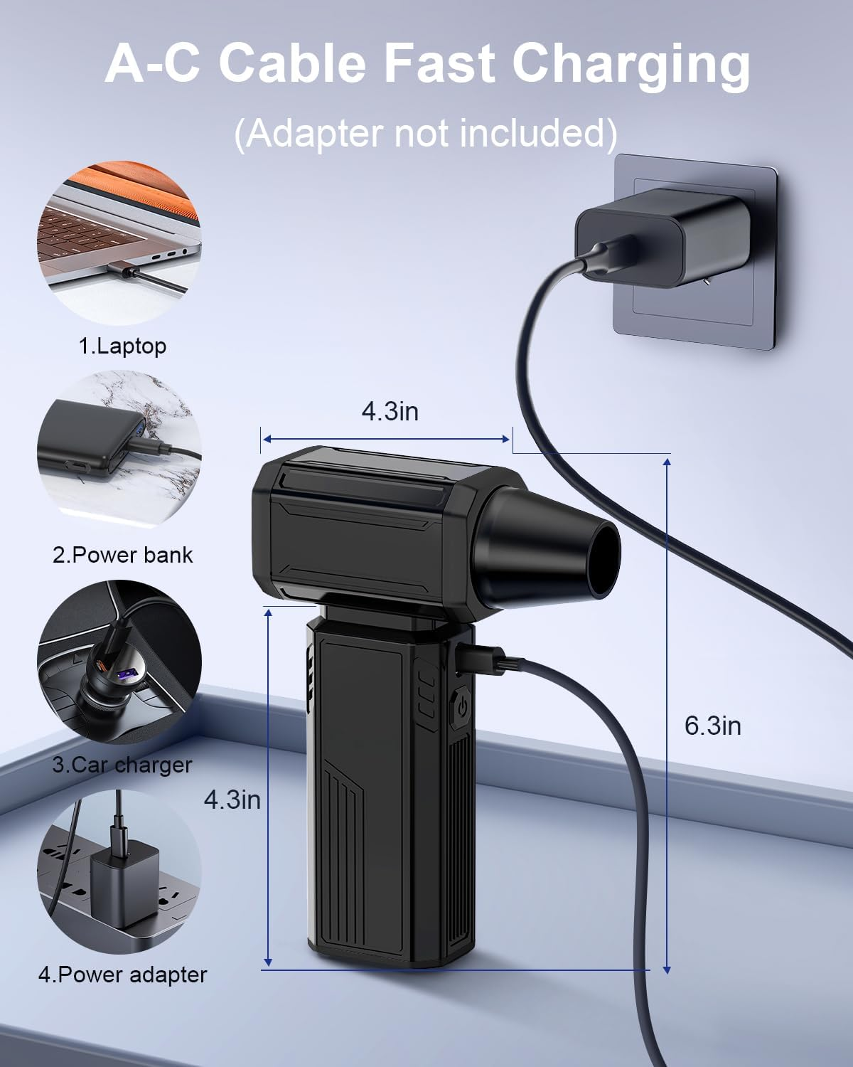 Compressed Air Duster, Super Powerful 180000 RPM Electric Air Duster Turbo Fan Stepless Speed Adjustable Powerful Blower High Speed Duct Fan-Air Broom for Home Outdoor Dust Rain Snow Car Dry Keyboards