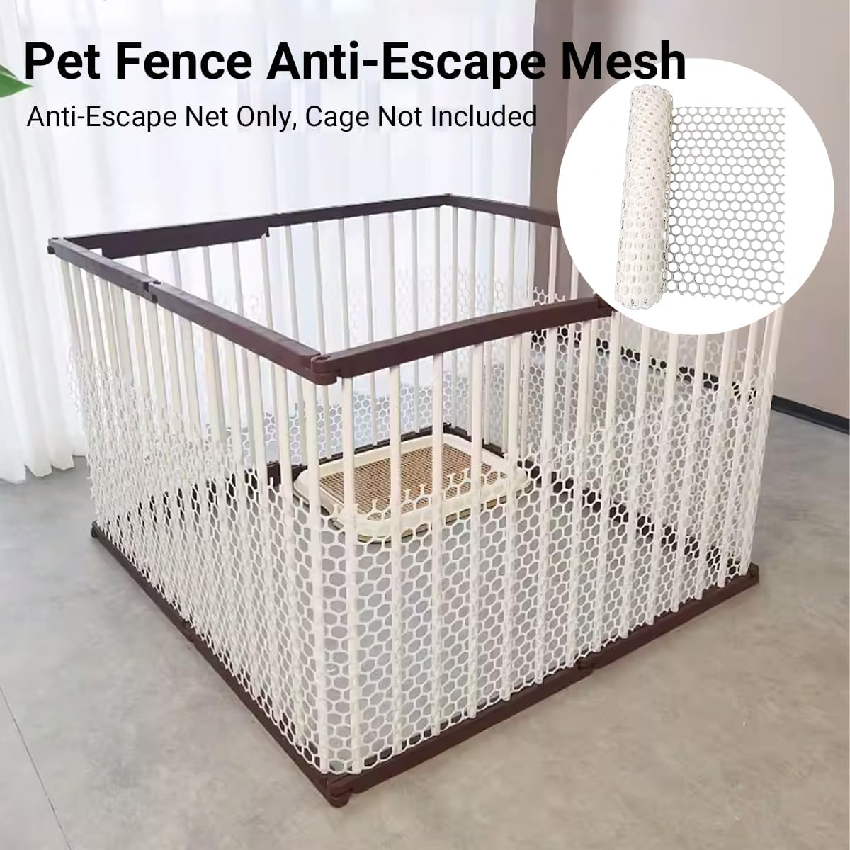 AIMALL Pet Fence Barrier Net for Dog Cage and Cat Pen Anti-Escape Grid Sheet Cuttable HDPE Mesh Panel 78.74In X 15.74In for Indoor Pet Safety image number 2