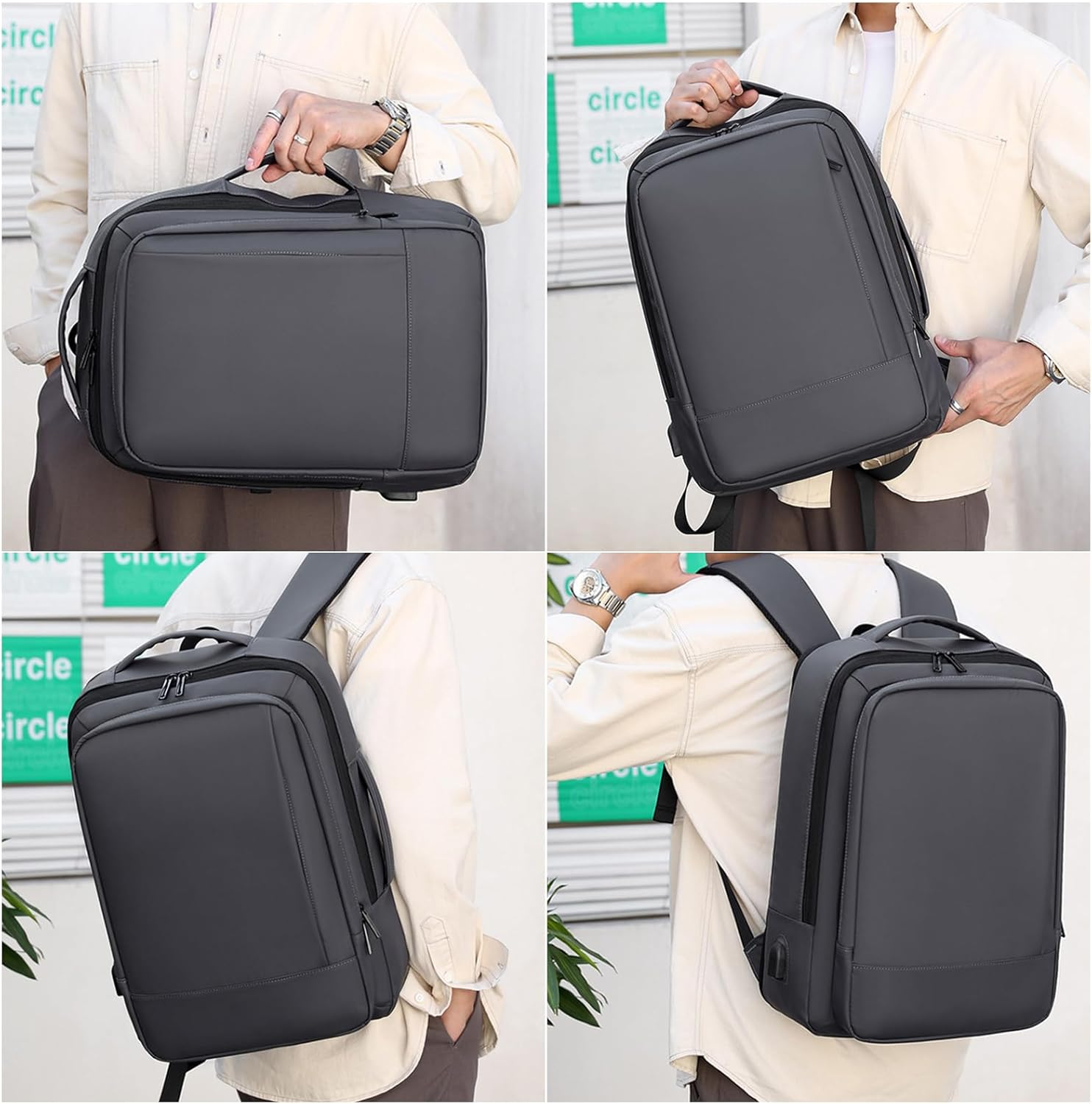 Laptop Backpack for Men, Business Travel Backpack with USB Charging Port, Waterproof Carry on Work Backpack, Portable Computer Backpacks Fits 15.6 Inch Laptop, Black