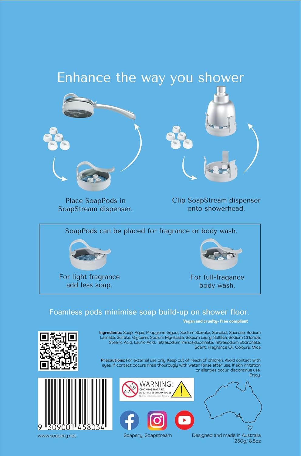 Soappods Bushflower Scent, Luxury Foamless Soap, Please Use with Soapstream, Showerhead Soap Dispenser by Soapery image number 5